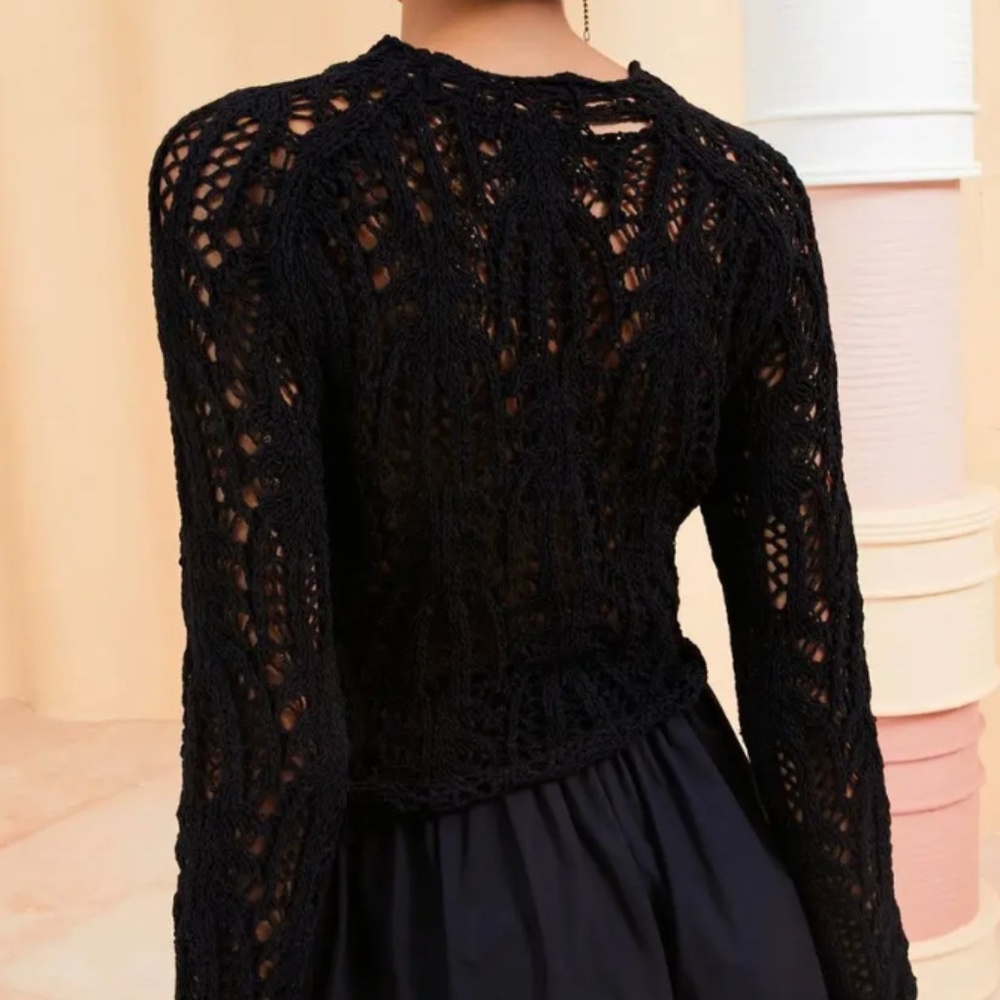 Ulla Johnson - Open Weave Crochet Pullover - Black - Picture 4 of 8